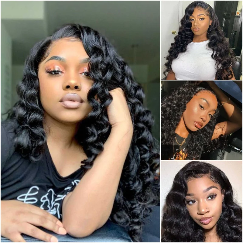 Sdamey 4x4/5x5 Lace Closure Wig Loose Wave Wig 100% Human Hair Wigs