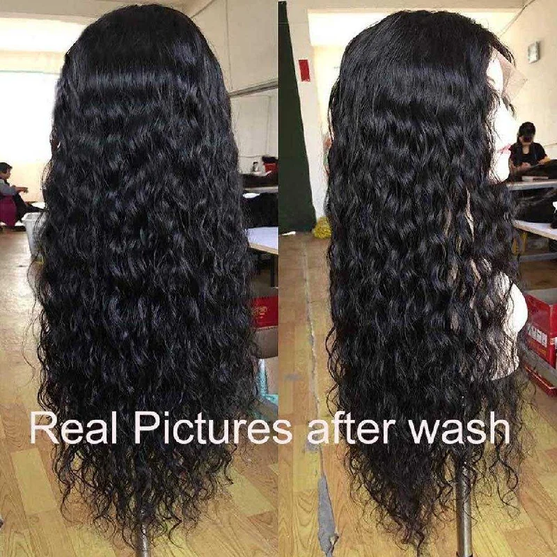 Sdamey Water Wave Transparent Lace Wigs 4x4/5x5/6x6 Lace Closure Human Hair Wigs