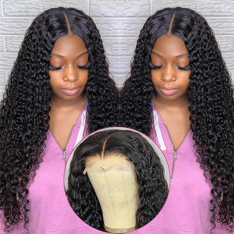 Sdamey Curly Wig Transparent Lace 4x4 5x5 6x6 Lace Closure Wigs Human Hair