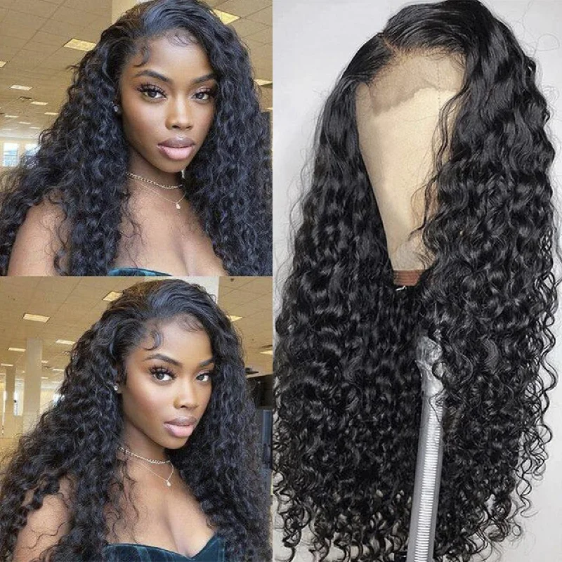 HD Lace Wigs 5x5 Lace Closure Wigs Water Wave Human Hair Preplucked Curly Wigs with Baby Hair