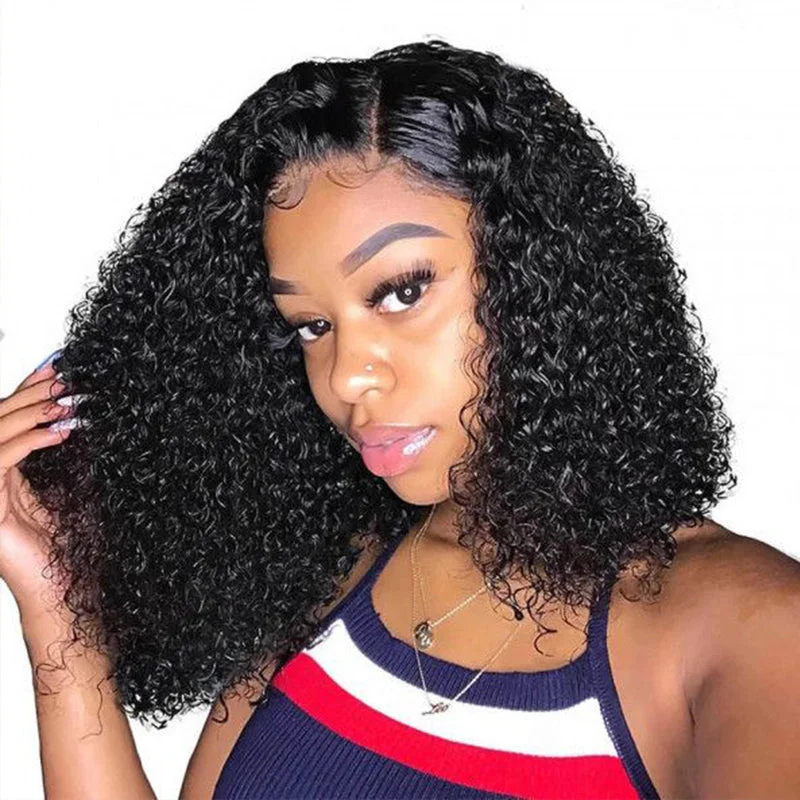 5x5 Skinlike HD Lace Closure Wig Bob Curly Hair Natural-Pre-Plucked Hairline