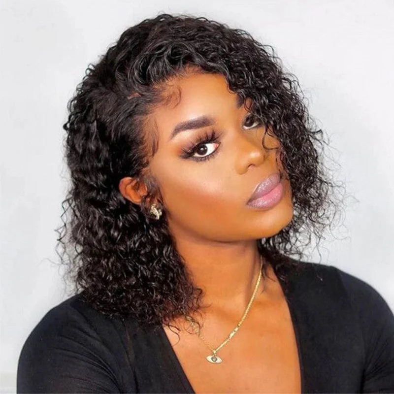 5x5 Skinlike HD Lace Closure Wig Bob Curly Hair Natural-Pre-Plucked Hairline