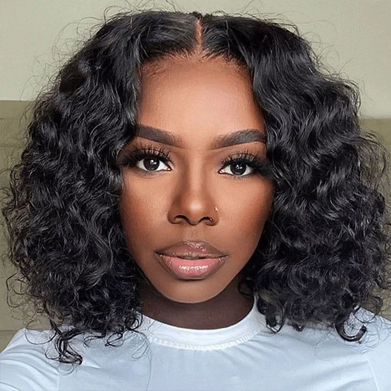 5x5 Skinlike HD Lace Closure Wig Bob Deep Wave Hair Natural-Pre-Plucked Hairline