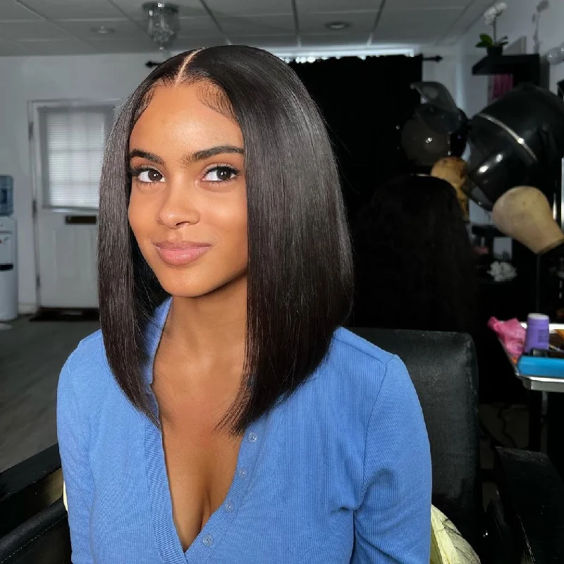 5x5 Skinlike HD Lace Closure Wig Bob Straight Hair Natural-Pre-Plucked Hairline