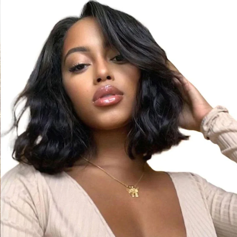 5x5 Skinlike HD Lace Closure Wig Bob Wavy Hair Natural-Pre-Plucked Hairline