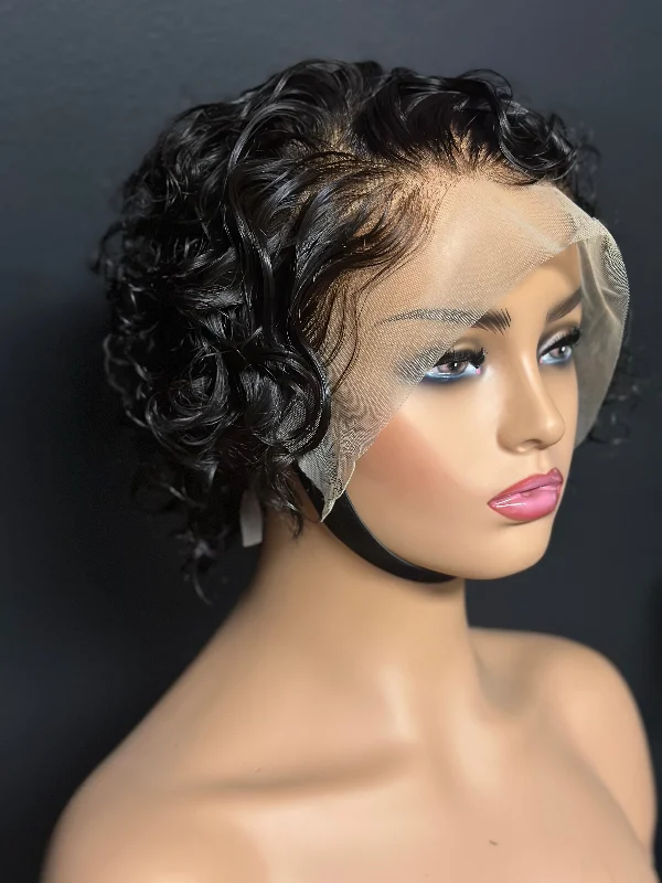 6"" Natural Curly Lace Front Wig