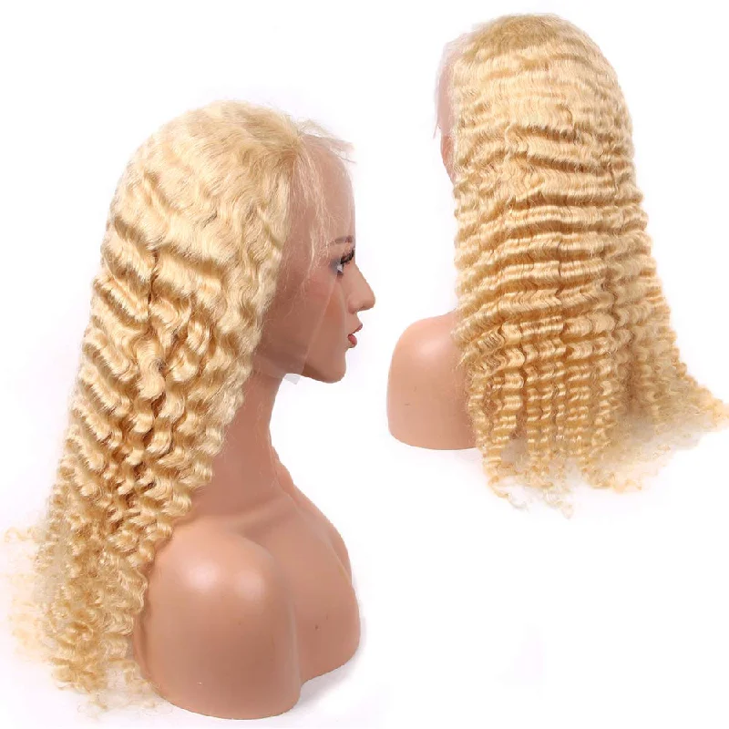 613 Blonde Lace Front Wig Human Hair T Part 13x4x1 Deep Wave Transparent Lace Blonde Wigs Human Hair Pre Plucked with Baby Hair