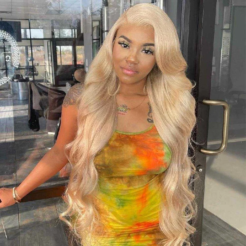 613 Blonde Wig Transparent Lace Wig Body Wave Wig 4x4 Lace Closure Human Hair Wigs