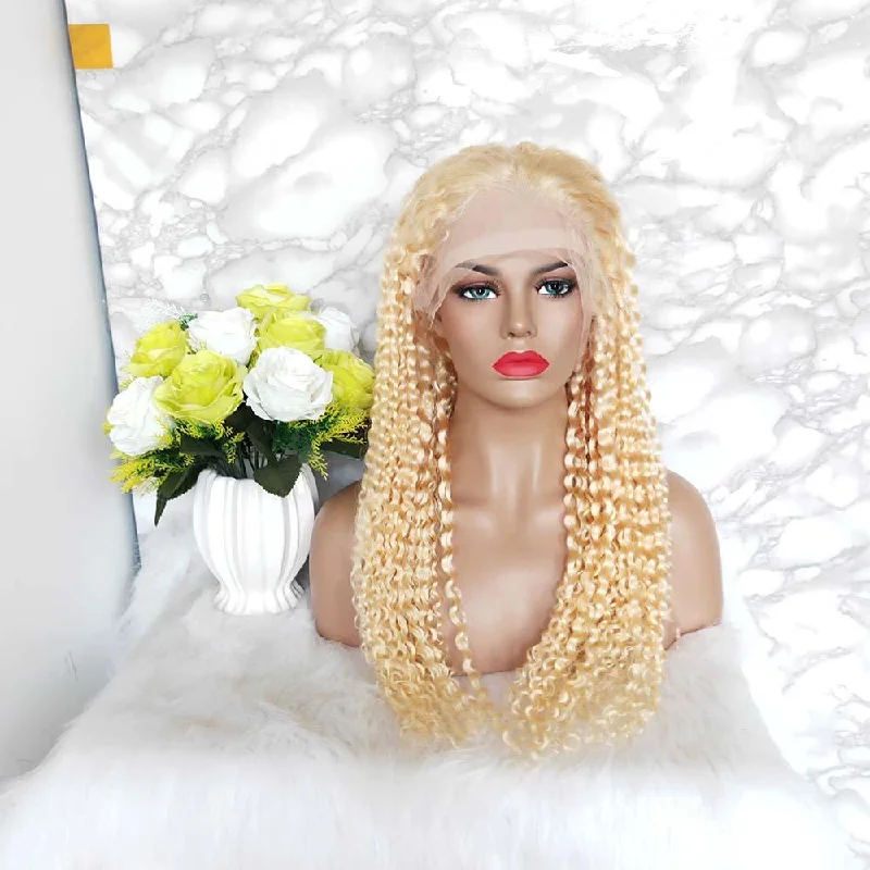 613 Color Kinky Curl Full Lace Wig Blonde Human Hair Surprisehair