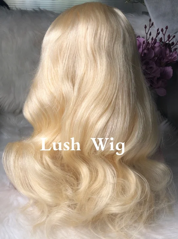 #613 Lace Frontal Blonde Body Wave Human Hair Wig Top Virgin Hair Materials