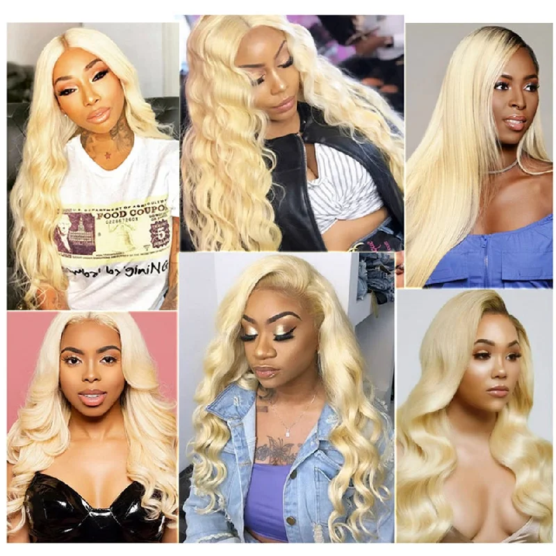 Vrvogue Hair 613 Blonde Body Wave 4x4 13x4 13x5 T Part Transparent Lace Wigs 100% Virgin Human Hair Wigs