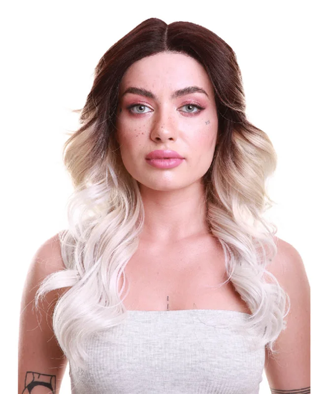 Sandra Women's Long 70's Lace Front Waves with Dark Roots - Adult Fashion Wigs | Nunique