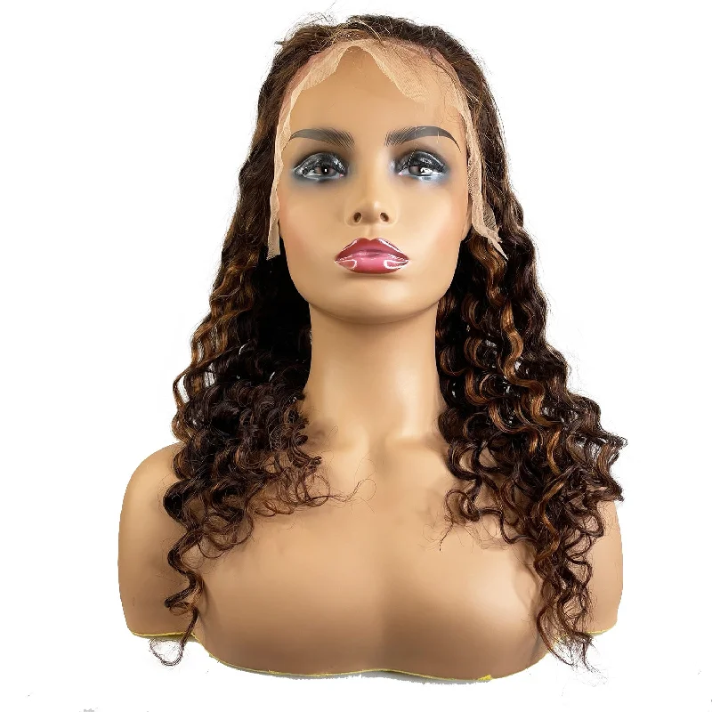 8A Deep Wave Lace Frontal Wig  #4/30