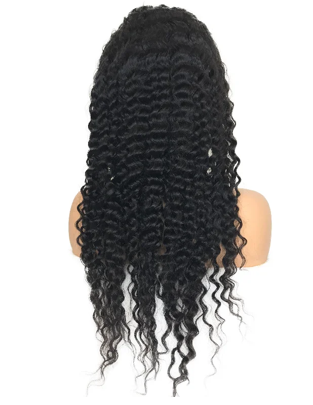 Transparent 8A Malaysian Deep Wave Lace Frontal Human Hair Wig (With Weft)