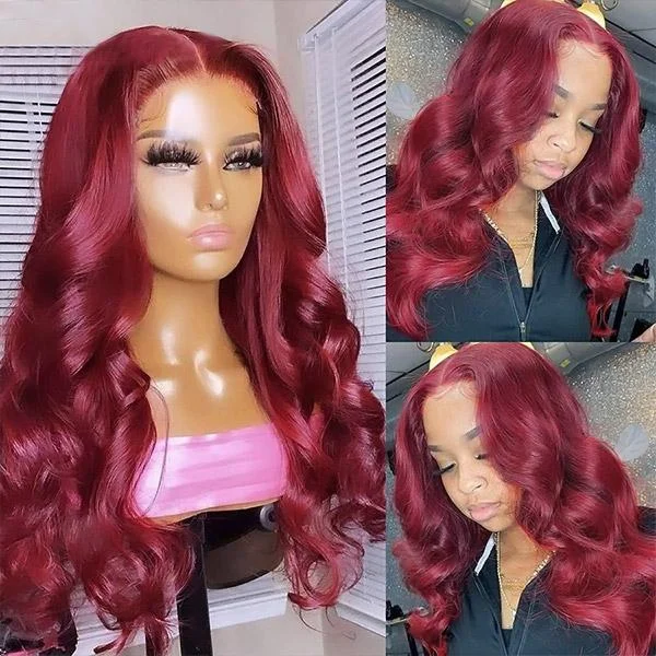 99J Body Wave 13x4 / T Part Transparent Lace Front Human Hair Wigs For Black Women Brazilian Hair Wigs 180%&210% Pre Plucked Wigs