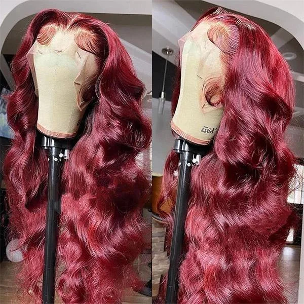 99J Body Wave 13x4 / T Part Transparent Lace Front Human Hair Wigs For Black Women Brazilian Hair Wigs 180%&210% Pre Plucked Wigs