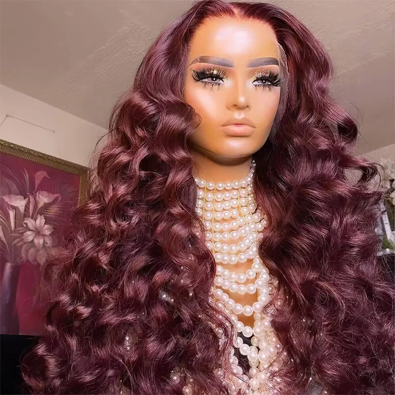 99J Burgundy 5x5 13x4 HD Lace Wigs Loose Deep Wave Glueless Wig