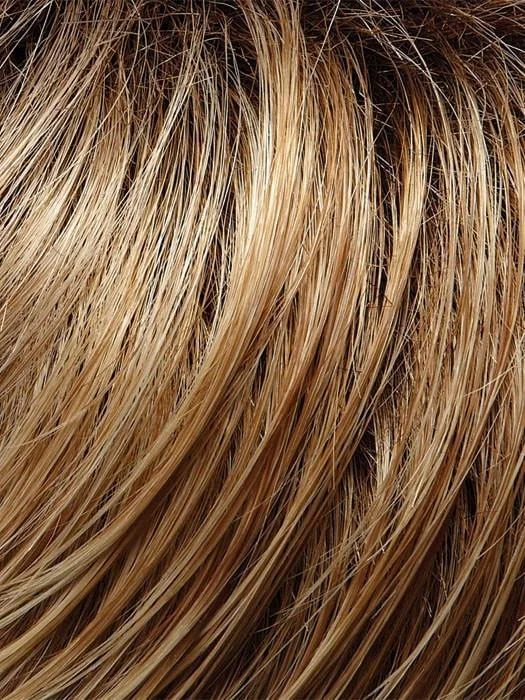 27T613S8 | Medium Natural Red-Gold Blonde and Pale Natural Gold Blonde Blend and Tipped, Shaded with Medium Brown