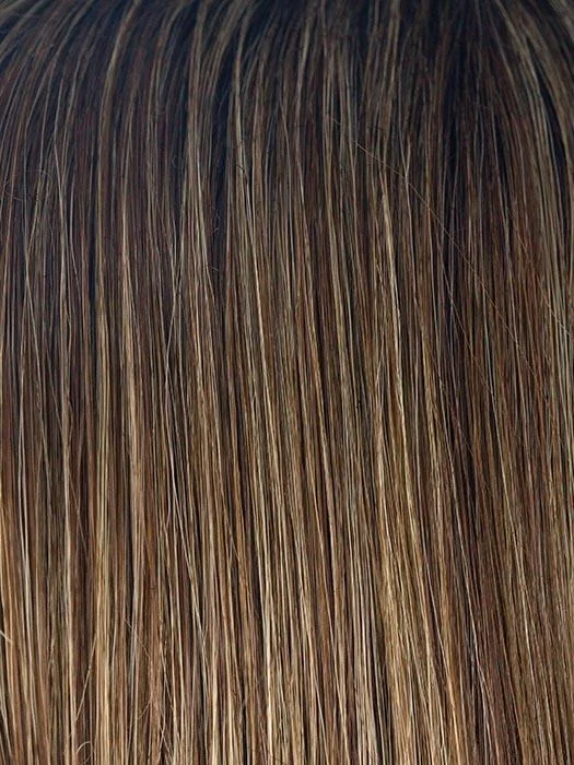 ICED-MOCHA-R | Rooted Dark Brown with Medium Brown Base Blended with Light Blonde Highlights