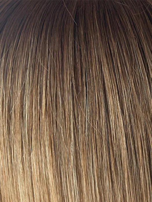 MACADAMIA-LR | The root is soft brown color that melts into a beige blonde color.