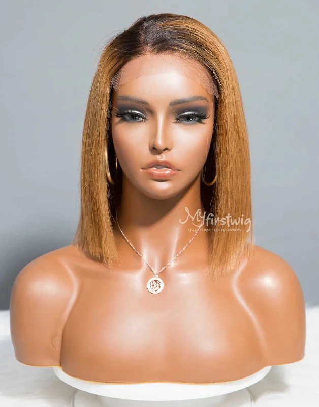 AQUARIUS - ZODIAC COLLECTION HUMAN HAIR STRAIGHT BOB BLONDE WIG - ZC010