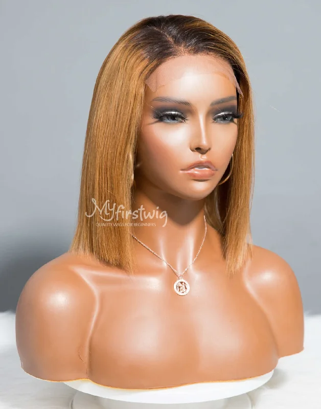 AQUARIUS - ZODIAC COLLECTION HUMAN HAIR STRAIGHT BOB BLONDE WIG - ZC010