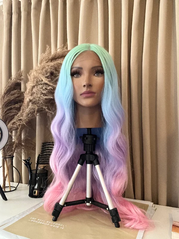 ARIELLA - 30"" Rainbow Synthetic Hair Lace Wig