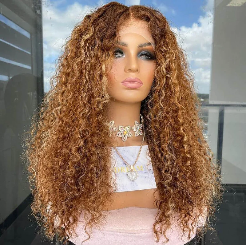 Beyonce Hairstyle Highlight Color Brown & Blonde Frontal Lace Wig