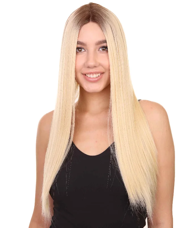 Samantha Women's Long Length Lace Front Straight With Bangs - Adults Fashion Wigs | Nunique