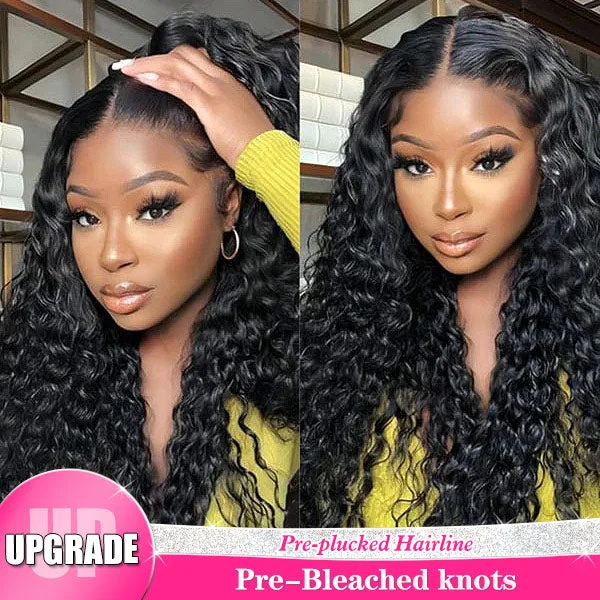 Reshine Bleached Knots Deep Wave Human Hair HD Lace Closure Wig Deep Curly Hair Wigs For Black Women