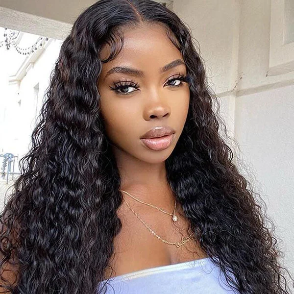 Reshine Bleached Knots Deep Wave Human Hair HD Lace Closure Wig Deep Curly Hair Wigs For Black Women