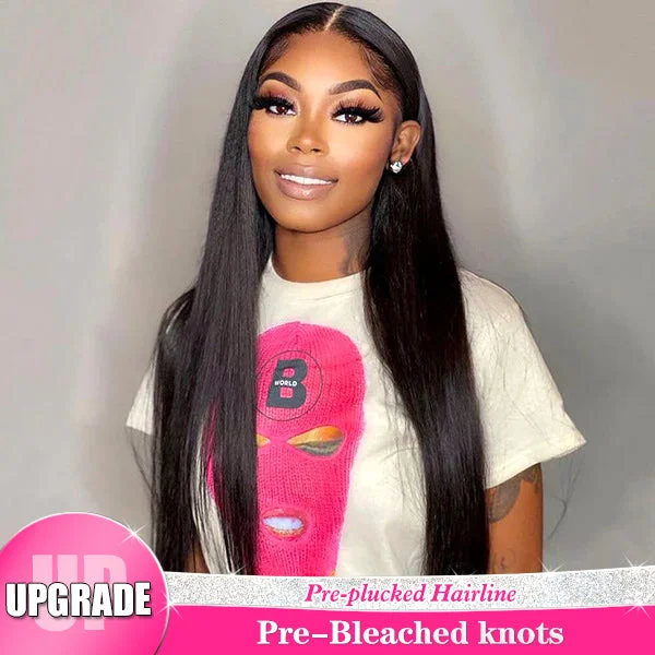 Reshine Bleached Knots HD Lace Closure Wig Straight Human Hair Wigs For Black Women