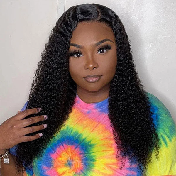 Reshine Bleached Knots Kinky Curly Hair HD Lace Front Wigs Virgin Human Hair Curly Wigs