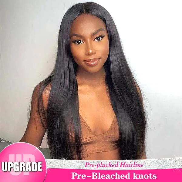 Reshine Bleached Knots Straight Human Hair 13x4 13x6 Lace Front Wigs For Women