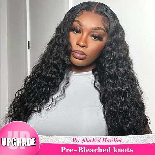 Reshine  Bleached Knots Water Wave Hair HD Lace Wigs 13x4 13x6 Lace Front Human Hair Wigs