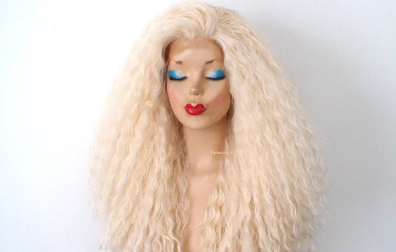 24"" Blonde Lace front Beach Wave Heat Friendly Synthetic Wig