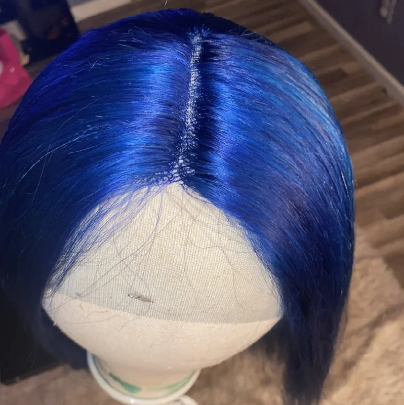 13X4 Blue Color T Part/4X4 Transparent Lace Front Wig Straight Hair Wigs Human Hair Wigs Pre Plucked With Baby Hair Vrvogue Hair