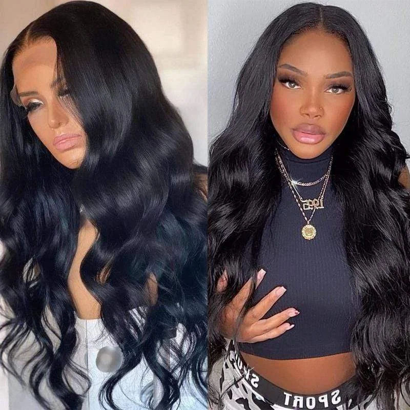 Body Wave 13*4 HD Transparent Lace Front Wigs 180 210 250 Density Natural Color Human Hair Wigs 38 40 Inch Vrvogue Hair