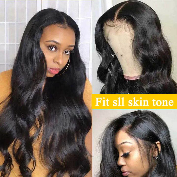 Body Wave 13*4 Transparent Lace Front Wigs 180 210 250  Density  Front Human Hair Wigs