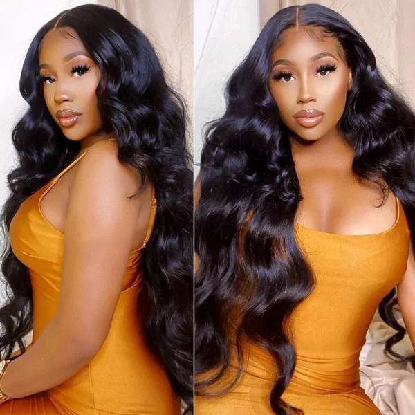 Body Wave 5x5 HD Transparent Lace Closure Wigs 180 210 250 Density Closure Pre Plucked Lace Front Wigs