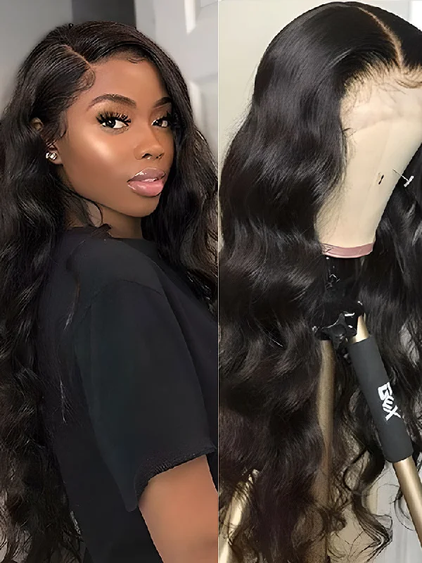 CurlyMe Body Wave Hair 13x4 Swiss HD Lace Front Wigs Pre Plucked