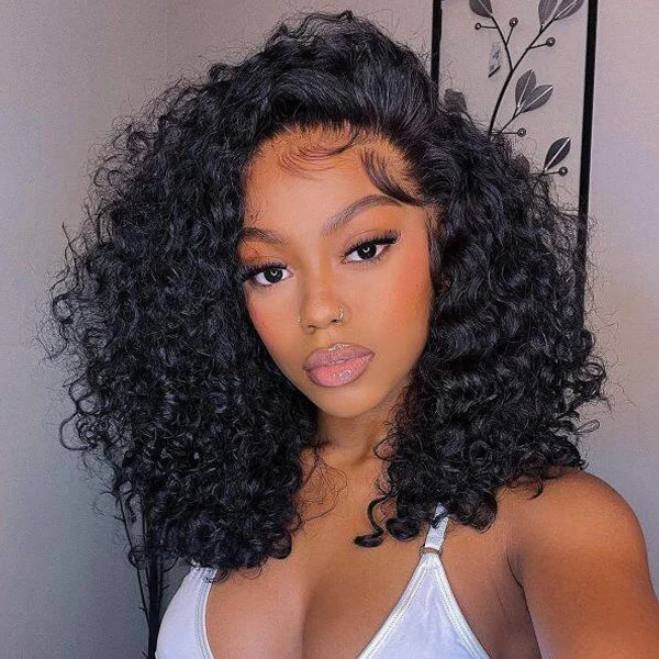 Bouncy Deep Curls Wig Shoulder Length 5x5 13x4 Glueless Lace Wigs