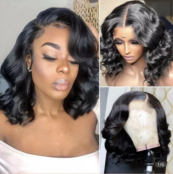 Brazilian Body Wave Wigs 4x4/13x4 Transparent Lace Short Bob Wig 180 210  Density Human Hair Wig