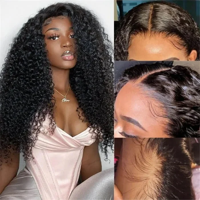 Brazilian  Curly Hair 13*4  HD Transparent Lace Front Wigs 180 210 250 Density 38 Inch Human Hair Wigs