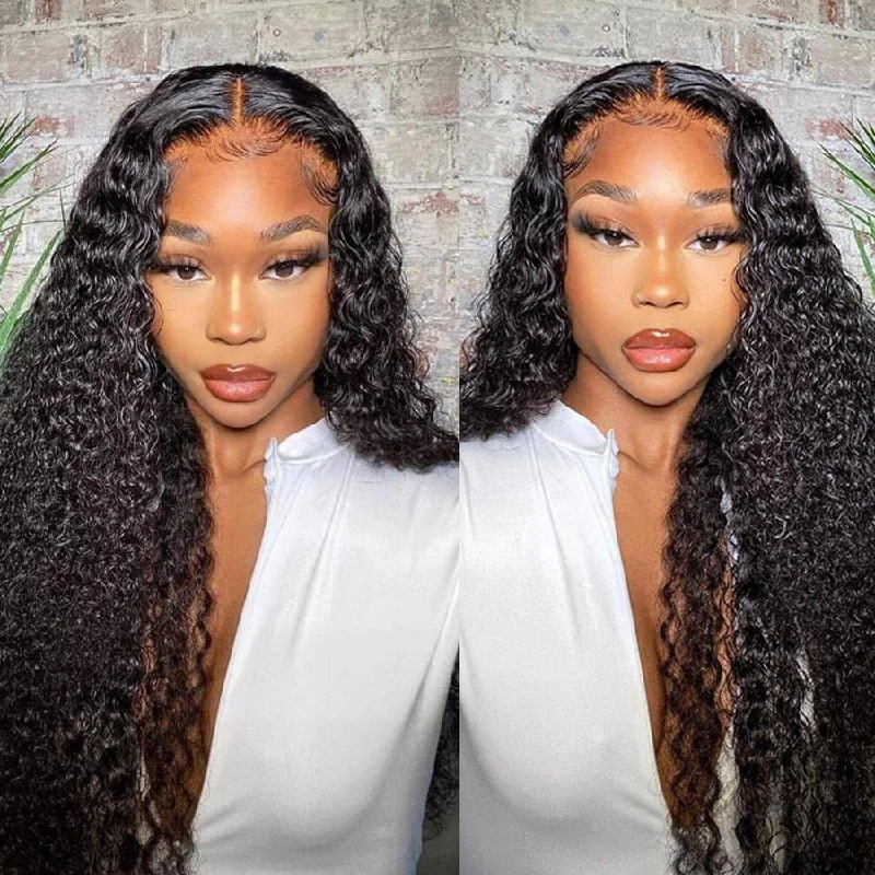 Brazilian  Curly Hair 13*4  HD Transparent Lace Front Wigs 180 210 250 Density 38 Inch Human Hair Wigs