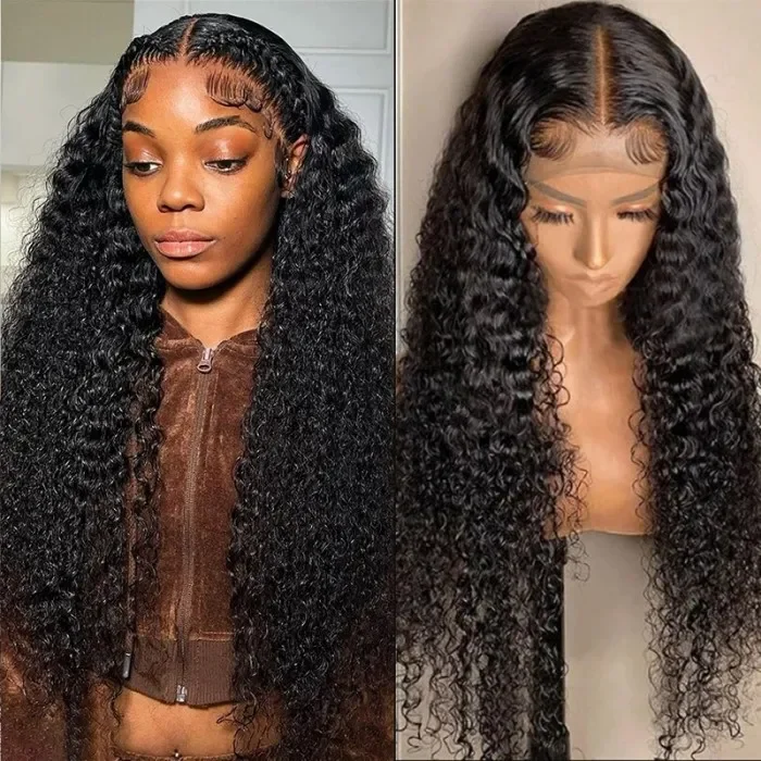 Brazilian Curly Hair Wigs 4*4 HD Transparent Lace Closure Wigs Human Hair 180 210 250 Density Vrvogue Hair