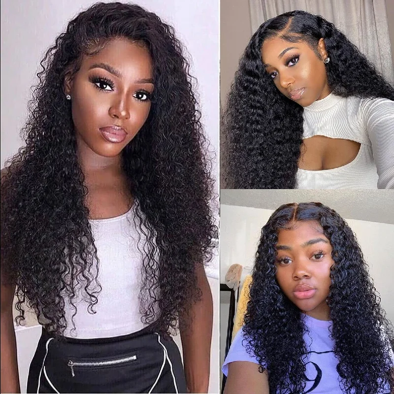 Brazilian Curly Hair Wigs 4*4 HD Transparent Lace Closure Wigs Human Hair 180 210 250 Density Vrvogue Hair