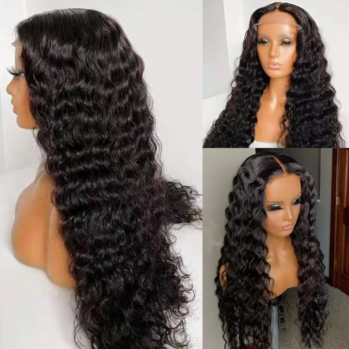 Brazilian Deep Wave Human Hair Lace Front Wig Pre Plucked With Baby Hair  Natural Hairline Glueless Wig-Geeta Hair