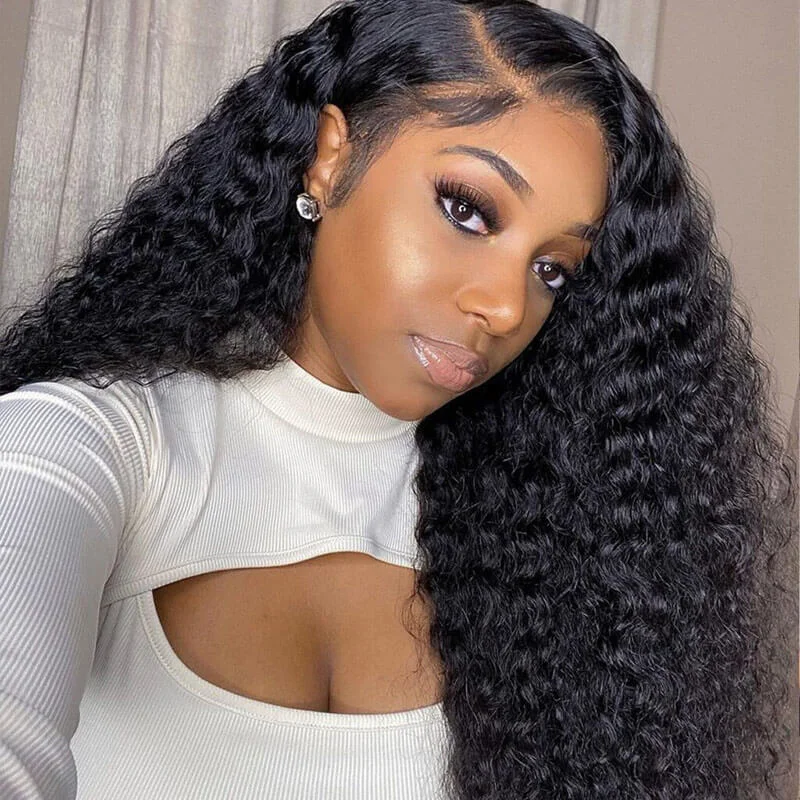 Brazilian Deep Wave Human Hair Lace Front Wig Pre Plucked With Baby Hair  Natural Hairline Glueless Wig-Geeta Hair