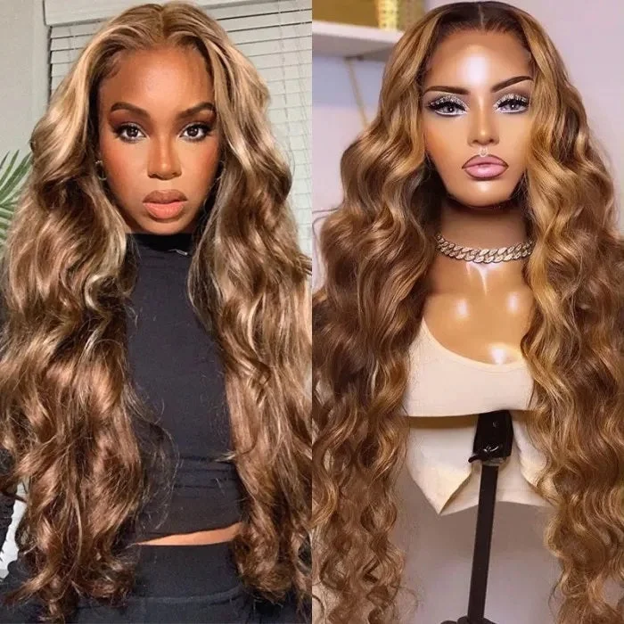 Brazilian Honey 14- 30 Inch Highlight Body Wave 13x4/T Part/4x4 Lace Wigs Human Hair Wigs Vrvogue Hair